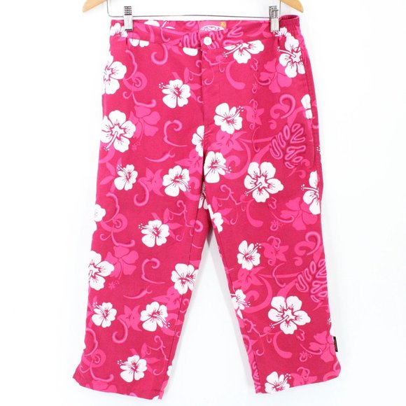 Vintage Palmwave Pants Womens Pink Floral Lightweight Flat Front Size Medium M - Picture 1 of 8